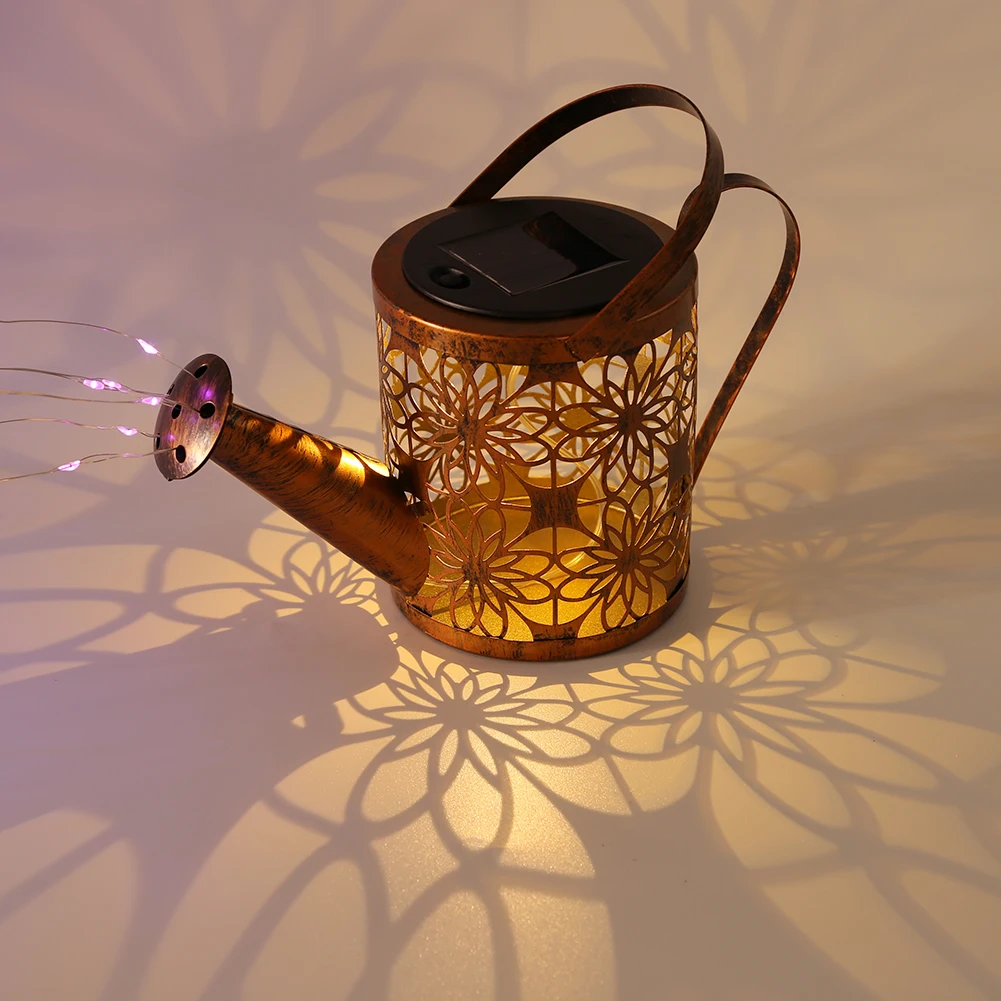 Слънчевата Лейка със задно осветяване, Водоустойчив подвесная лампа с водопад, външен украса на градината, на верандата, на тревата, метална ретро лампа за чайника