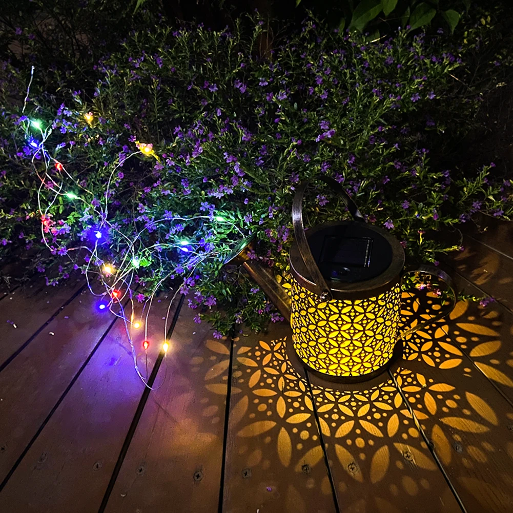 Слънчевата Лейка със задно осветяване, Водоустойчив подвесная лампа с водопад, външен украса на градината, на верандата, на тревата, метална ретро лампа за чайника