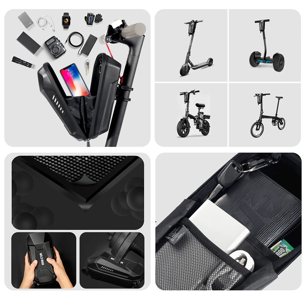 Предната чанта за електрически скутер, 1-5Л, ЕВА Shell, чанта за съхранение, окачени чанти за Xiaomi M365, водоустойчив калъф за съхранение