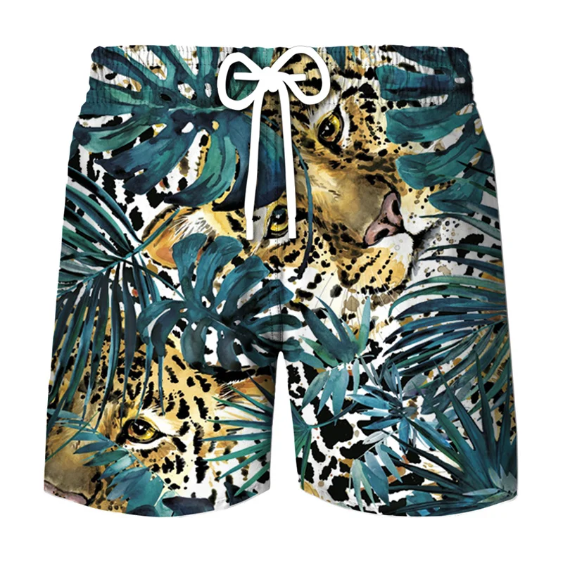 Хавайски плажни шорти, мъжки ежедневни бански с 3D принтом естествени растения, бързо съхнещи къси Панталони Бермуди за сърф, панталони, модерни топене