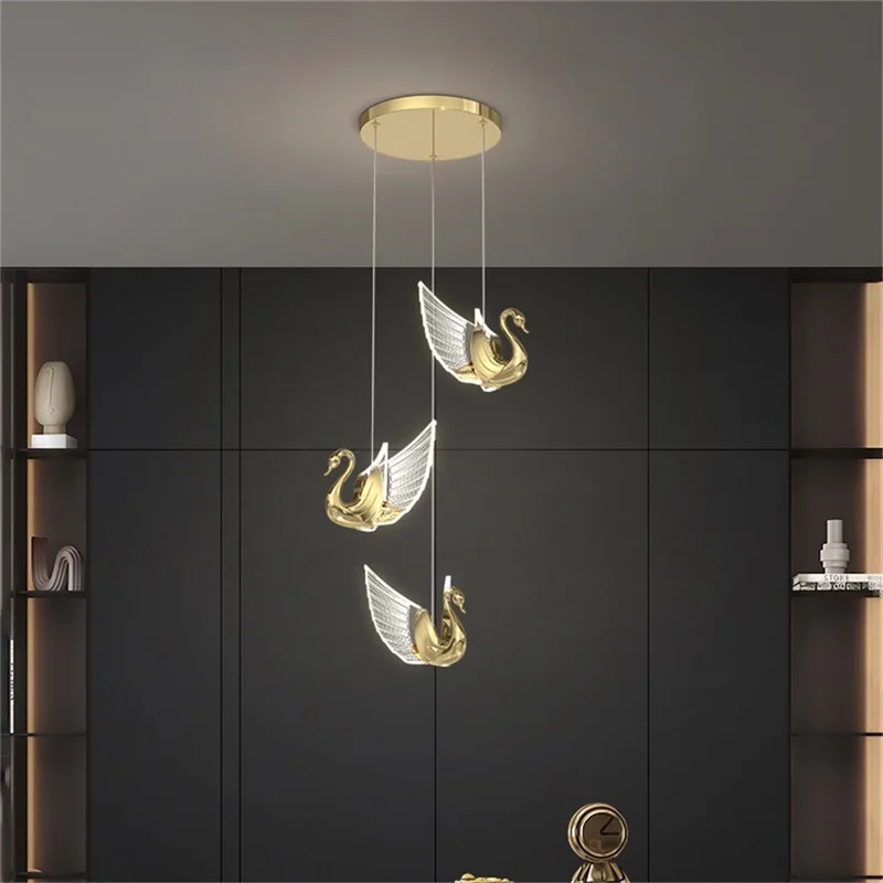 Окачен лампа DEO Nordic, креативна полилей с лебед, окачена лампа, модерни осветителни тела за хол, трапезария