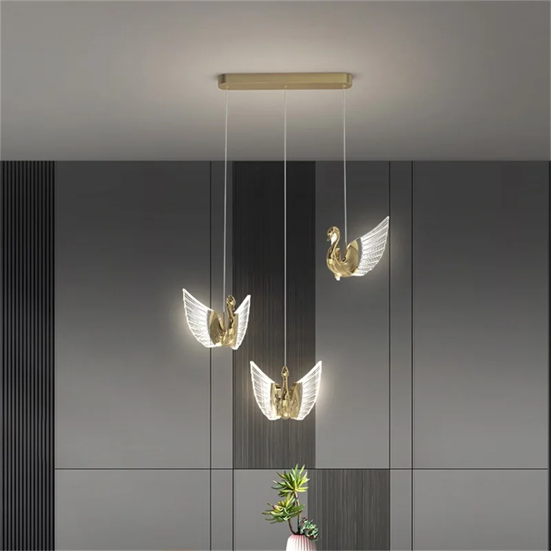 Окачен лампа DEO Nordic, креативна полилей с лебед, окачена лампа, модерни осветителни тела за хол, трапезария