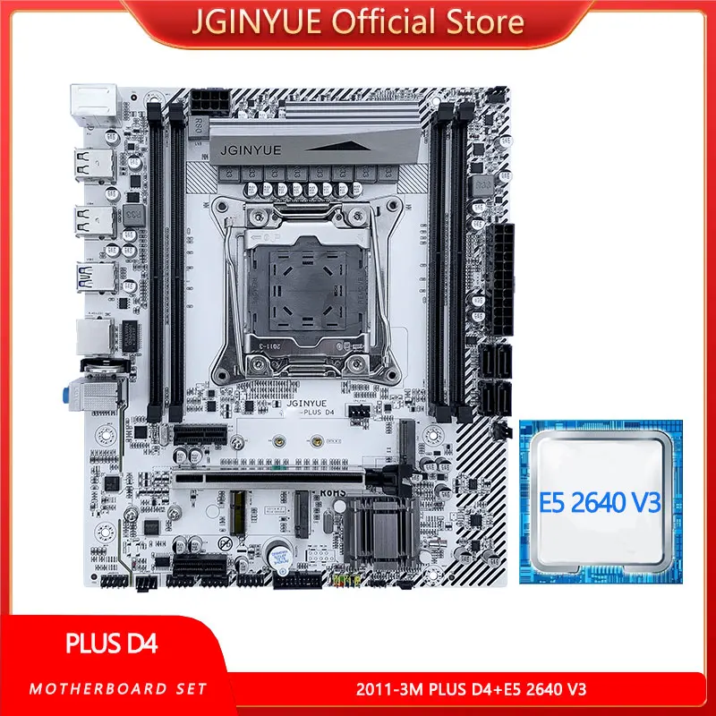 Разход на набор от дънни платки JGINYUE LGA 2011-3 Процесор Intel E5 2640 V3 ПРОЦЕСОР с четири канали за оперативна памет DDR4 M. 2 NVME SATA 2011-3m PLUS D4