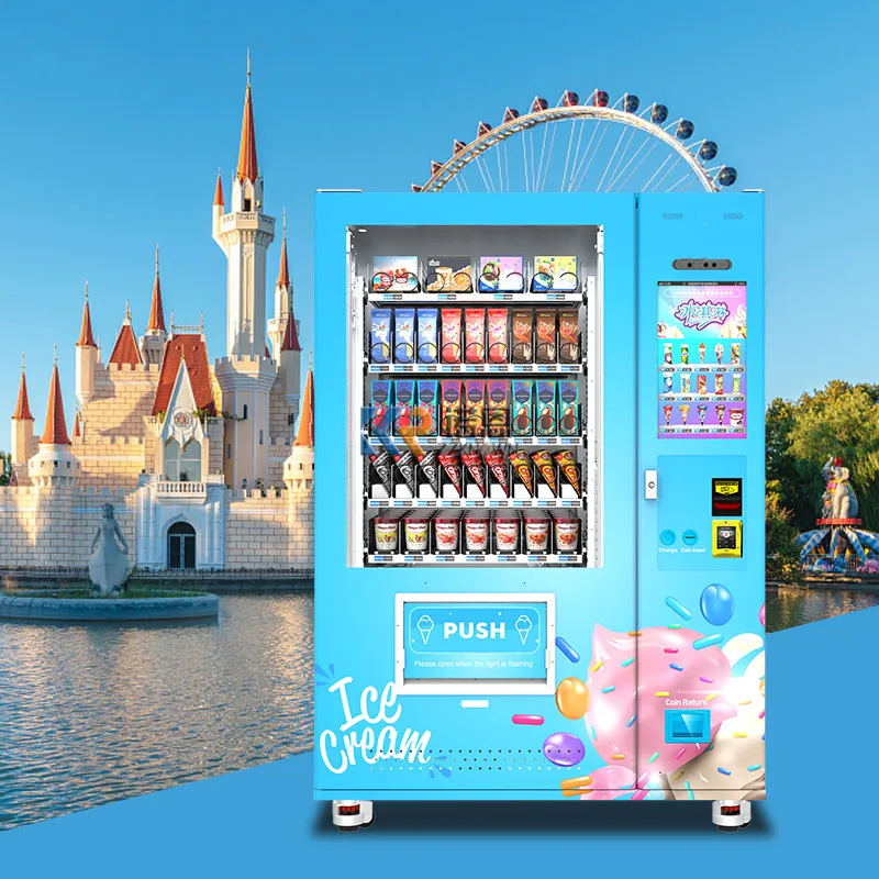Интелигентен Автоматичен Автомат за Продажба на Сладолед с Монетоприемником WiFi, Автомат за продажба на Замразени Храни с фризер -18 °C с Распределителем Асансьор