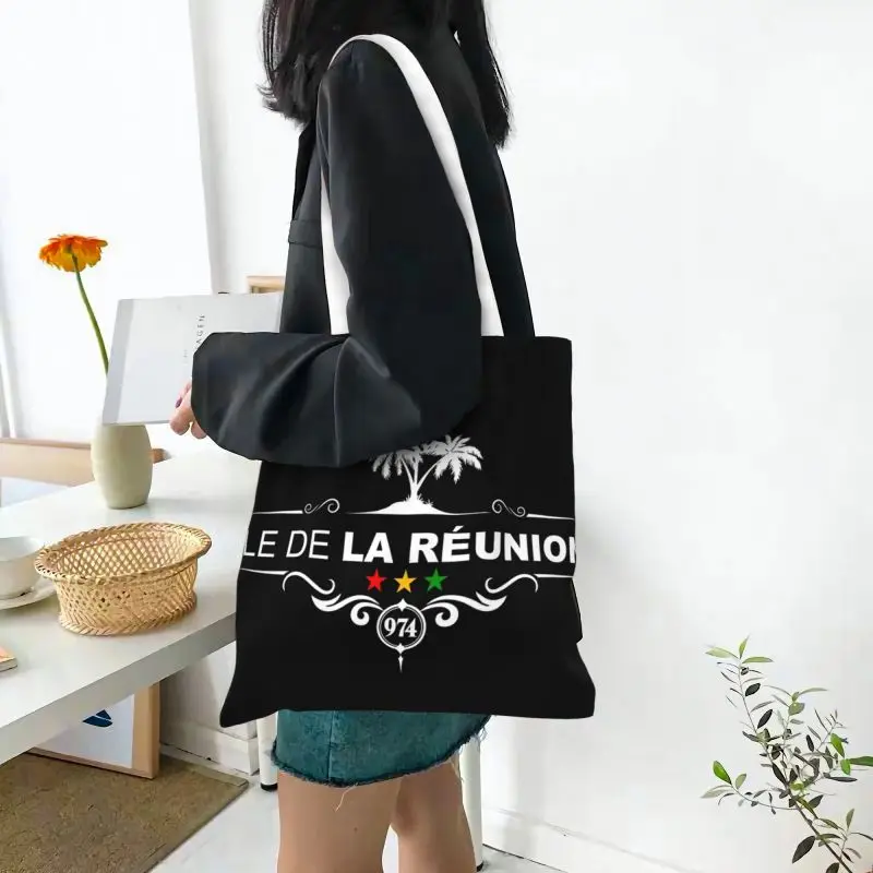 Чанта-тоут за пазаруване с забавен принтом Реюнион Island 974, холщовая чанта за покупки от рециклиране