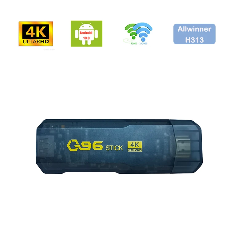 Q96 Stick Dongle Smart TV Box Android Allwinner H313 Quad-core 2,4 G 5G Двойна WIFI 4K HD телеприставка 8 + GB 128 Gb H. 265 Домашно Кино