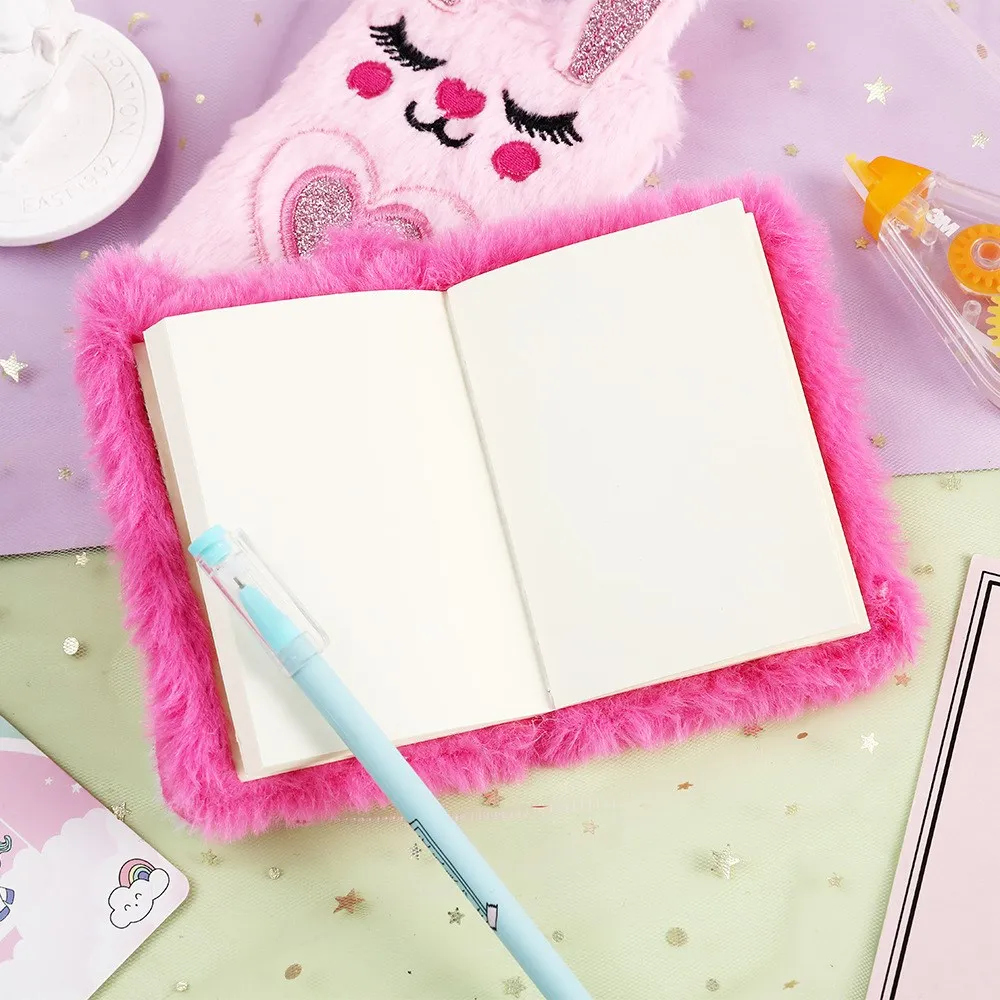 Детски нови плюшени бележка книги kawaii Mini Pocket Book с анимационни заек за момичета, преносим студентски дневник, канцеларски материали