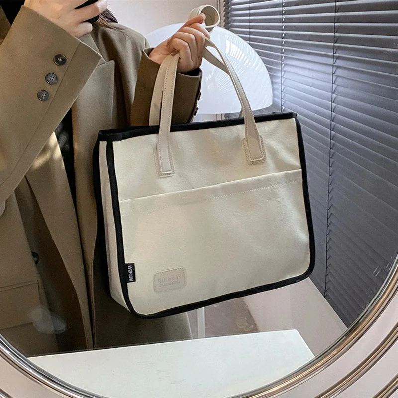 Нова парусиновая чанта през рамо за жени, универсална чанта, изработена от памучен плат, однотонная еко-чанта за покупки 2023, дамски чанти-тоутеры за еднократна употреба