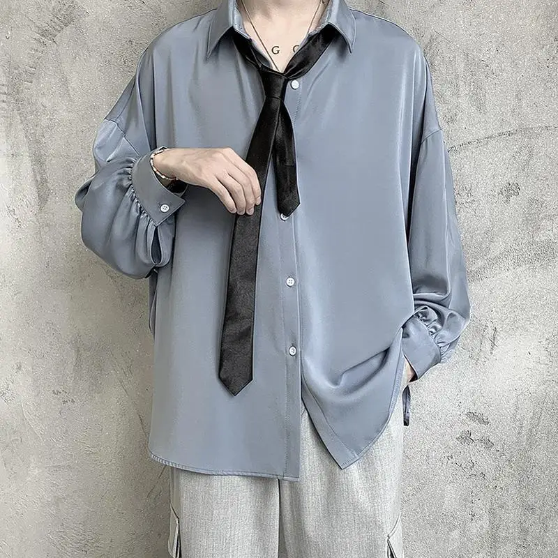 2023 Пролет и есен Новите черни, Бели ризи с дълъг ръкав, мъжки корейски Удобни Ежедневни блузи свободна однобортная риза