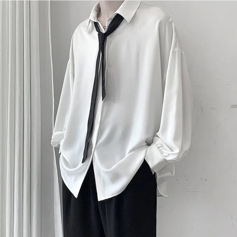 2023 Пролет и есен Новите черни, Бели ризи с дълъг ръкав, мъжки корейски Удобни Ежедневни блузи свободна однобортная риза