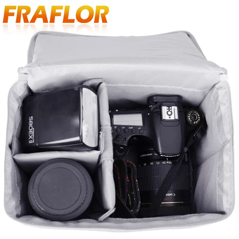 Водоустойчив Влага найлон поставяне на цип, мека дръжка, чанта за обектива на камерата DSLR, вътрешен разделител, сгъваема защитен калъф