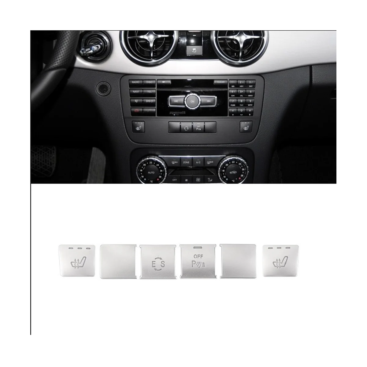 Автомобилна Централна Конзола CD-Панел Бутон за Кондициониране на Въздуха Стикер Накладки за Mercedes Benz GLK Class X204 Аксесоари (B)
