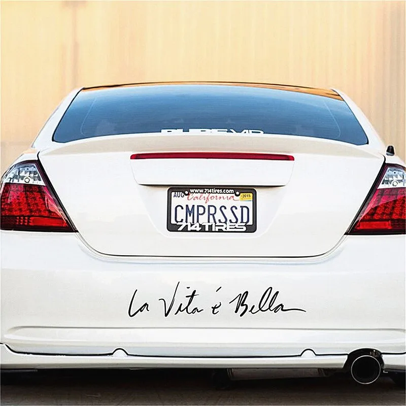1 бр. модни автомобилни стикери, креативни стикери за полагане на главата на размерите на автомобила, етикети La Vita e Bella, винил със светлоотразителни букви