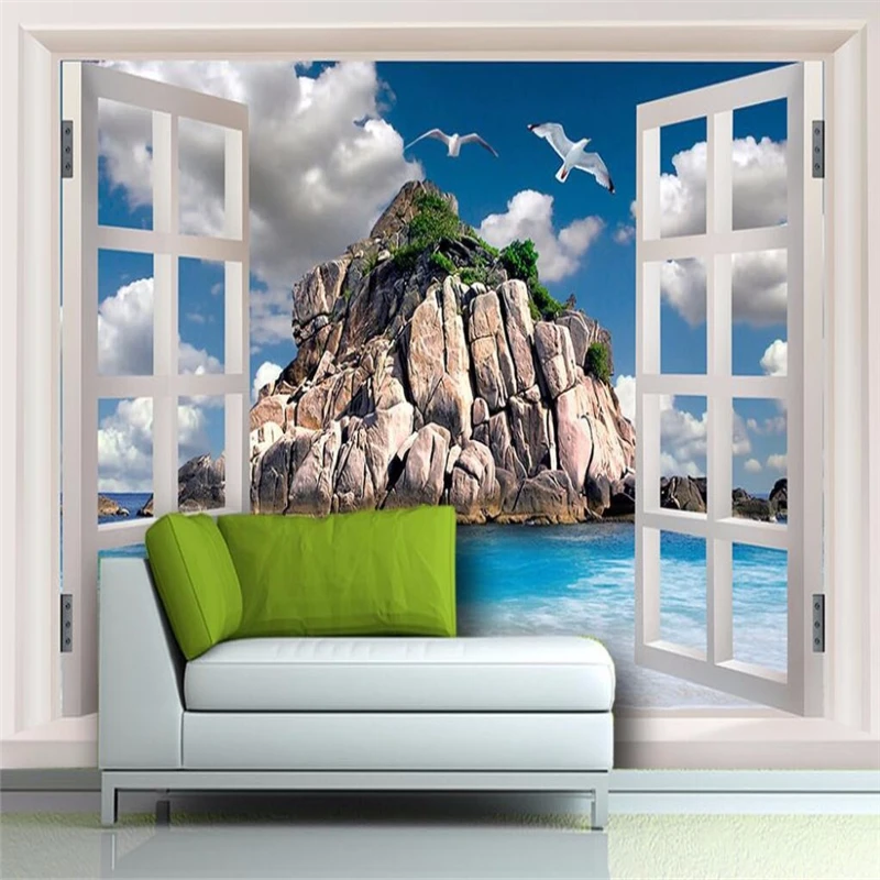 beibehang Потребителски тапети за стените, 3D стенен декор на фона Модерна спалня тапети за хола плаж на остров тапети