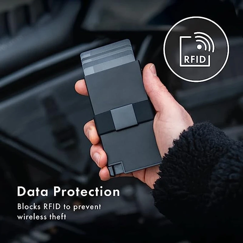 Мъжки алуминиев портфейл-визитница с RFID Блокирующим слой, тънък минималистичен скоба за притежателя на картата, който предпазва Кутия за съхранение на карти