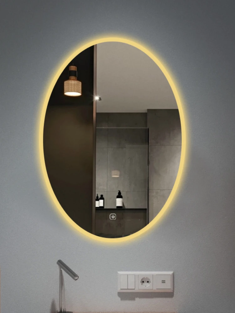 Скандинавски ново овално огледало с led осветление за баня, умна гребен