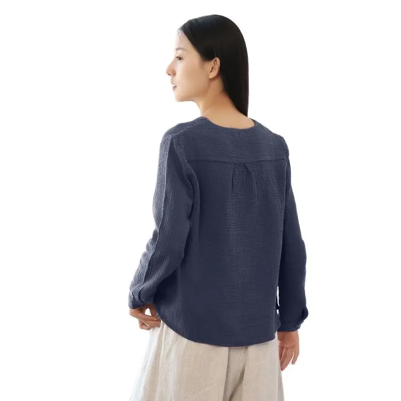 Нов литературен жена топ, свободна тениска с дълъг ръкав, популярен женски пуловер с V-образно деколте