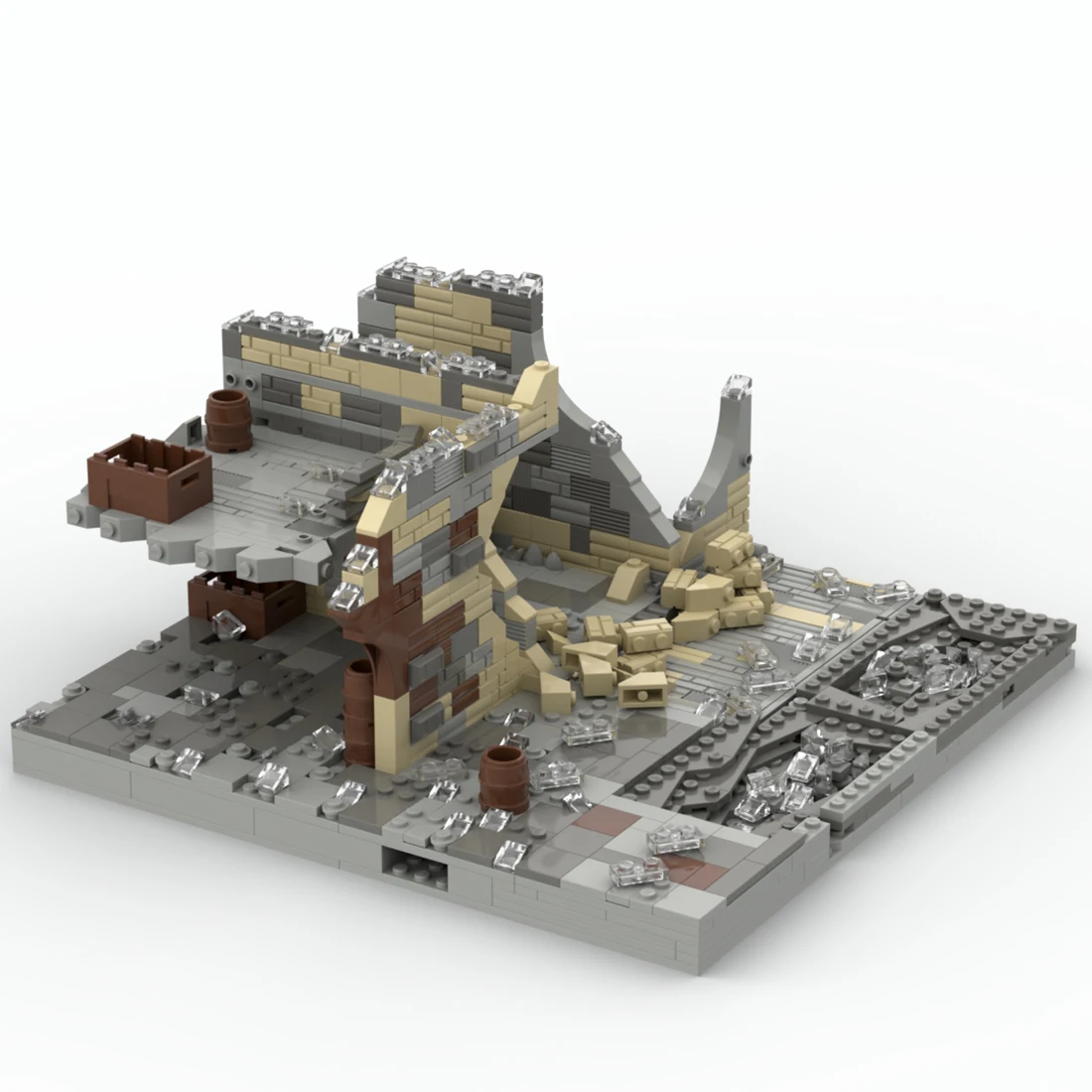 861 бр. + играчка в събирането на Военната серия, сцена на битка, модел порутени къщи, набор от тухли с фини частици, набор от градивни блокове