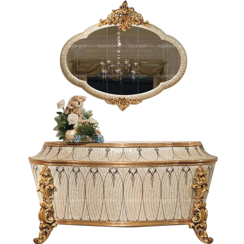 Вила с дърворезба от масивна дървесина в европейски стил, луксозен маса за хранене, гардероб, шкаф за мивка, шкаф за дневна, кабинет за веранди