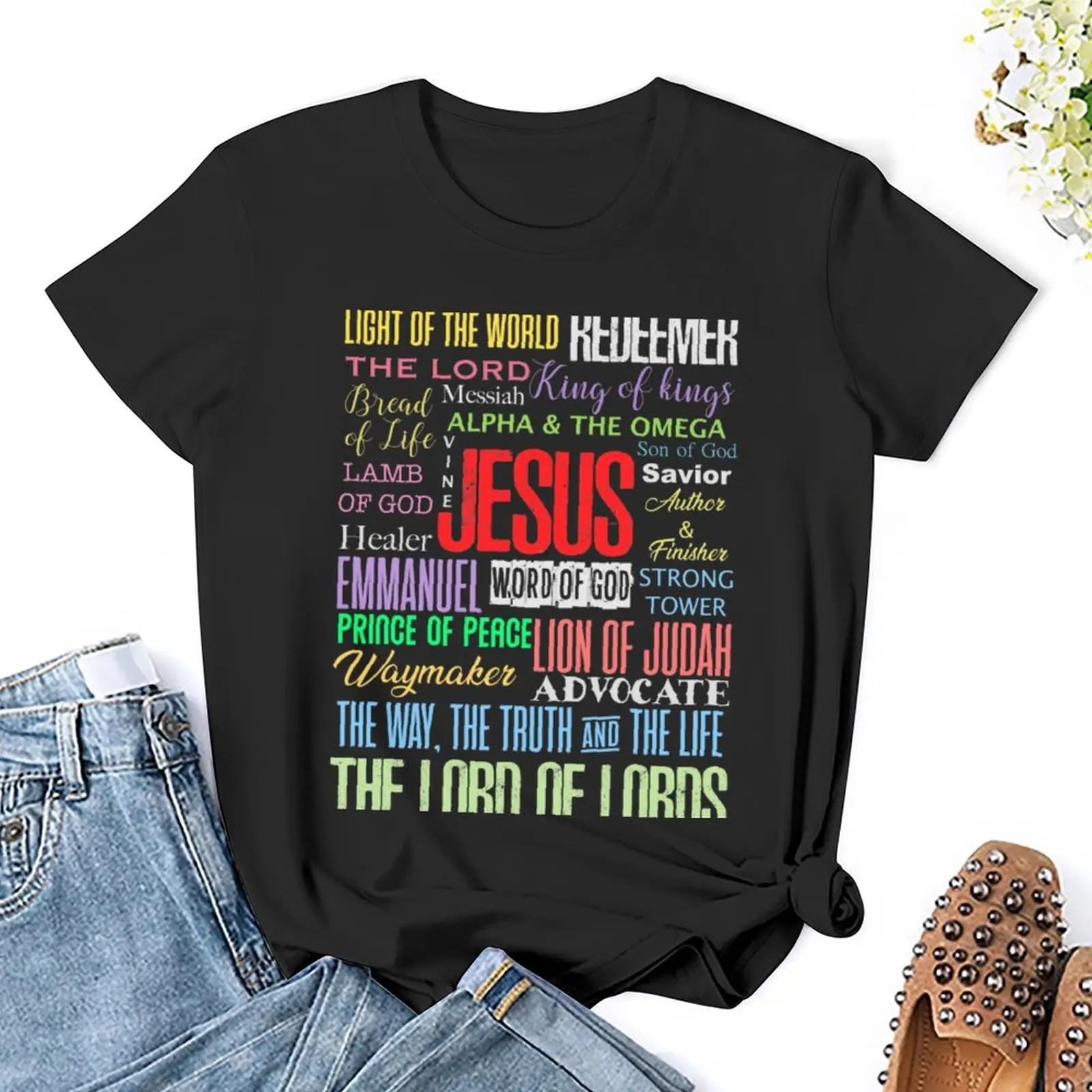 Имената на Исус - Християнска тениска, летни блузи, тениски с графика, Лятна дамски дрехи