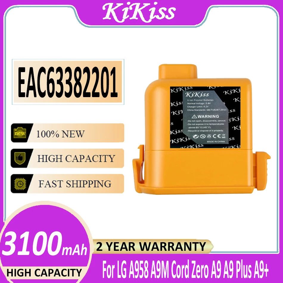 Оригинална Батерия KiKiss EAC63382201 3100 mah За LG A958 A9M Cord Zero A9 Plus A9Plus A9 + A9PETNBED2X A9PETNBED A9MULTI Bateria