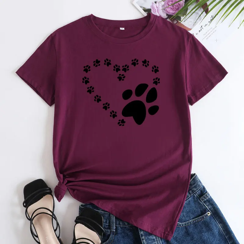 Забавни тениски с шарките на сърце, моден тренд, женска тениска с кръгло деколте във формата на сърце, дамски памучен тениска с къс ръкав