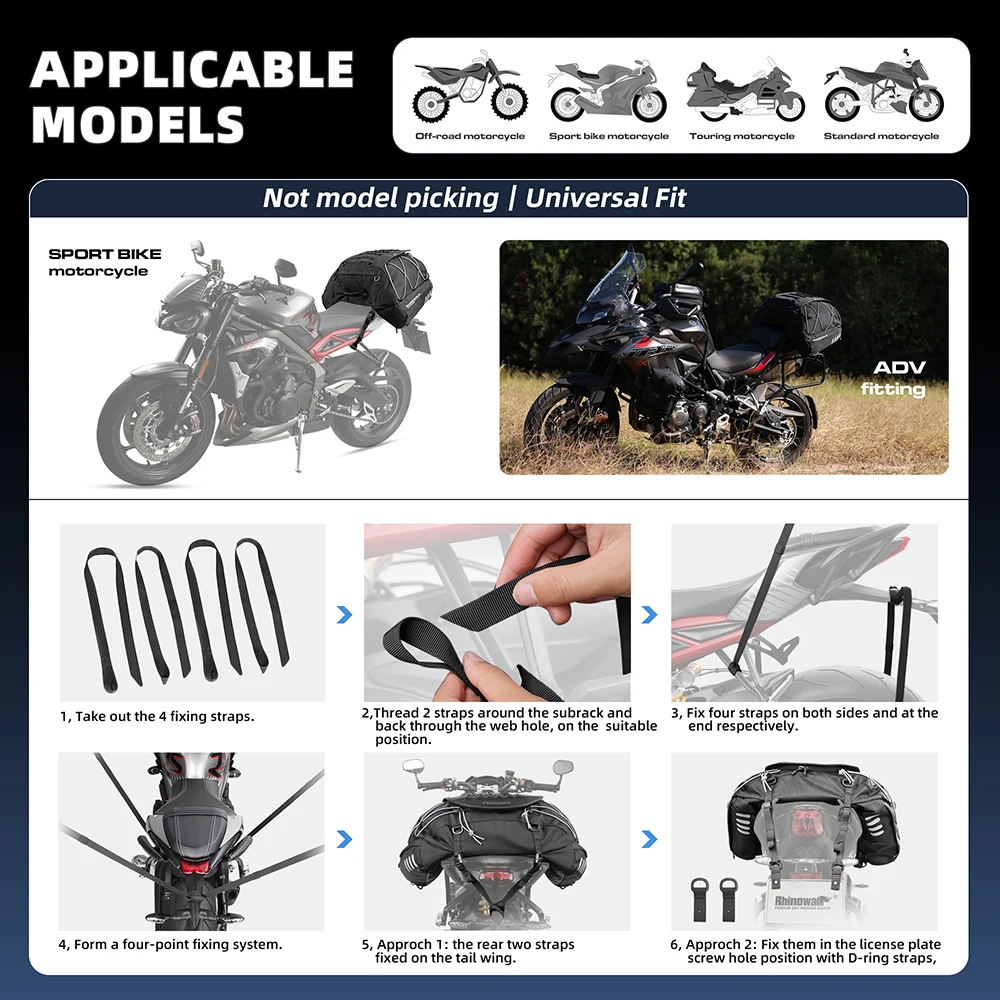 Мотоциклетът седельная чанта Rhinowalk, водоустойчив 35Л-50Л, моторна чанта за задна седалка, разтегателен, голямо голям транспортна чанта за багаж на открито