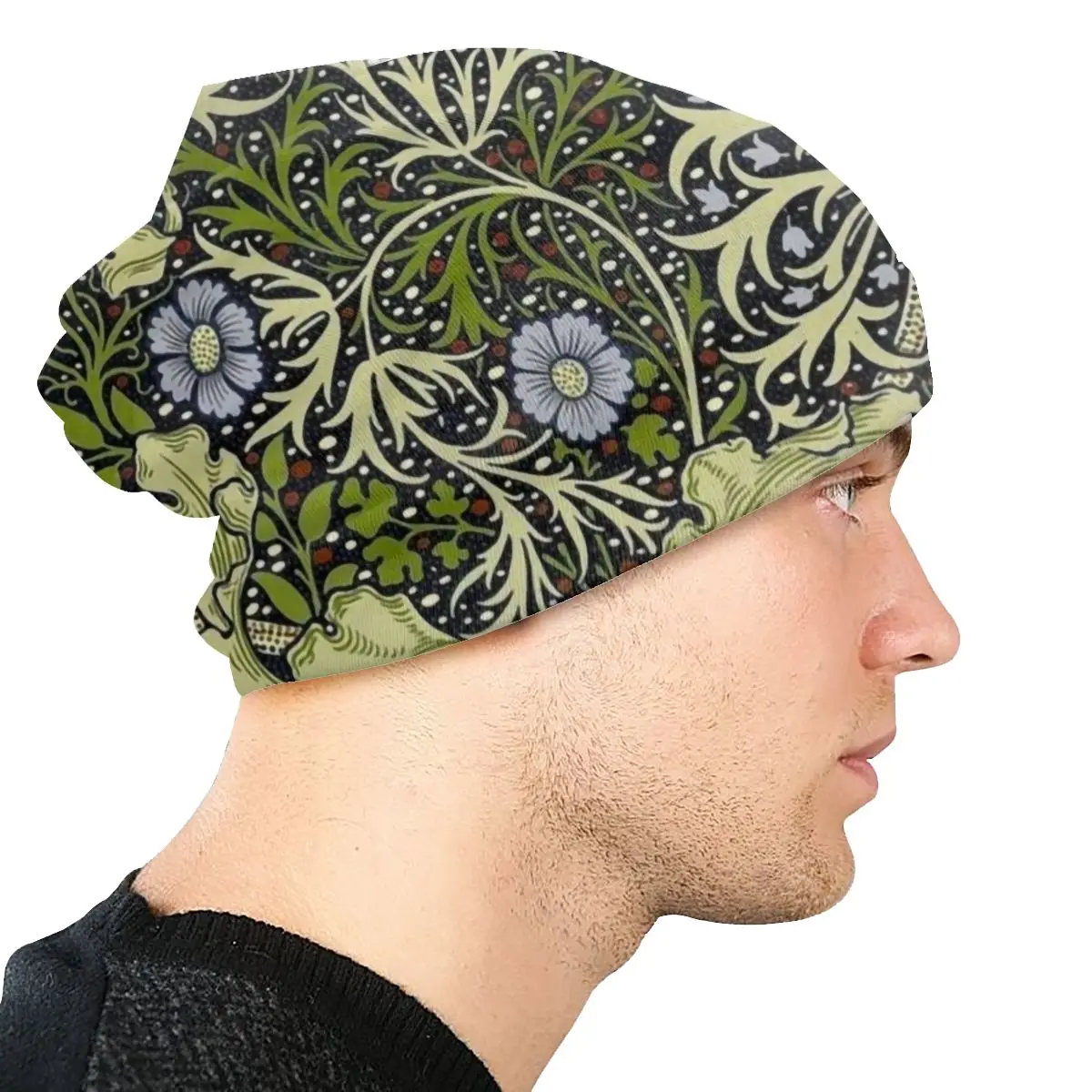 Класически шапки William Morris, шапки за мъже и жени, градинска Унисекс облекло, зимно топло вязаная шапка с флорални текстил модел, шапки-абсорбатори