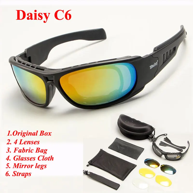 Daisy X7 Военни Точки Бронирани Армейските C6 Поляризирани Слънчеви Очила с 4 Лещи, Лов, Стрелба с Страйкбол Колоездене Мотоциклетни Очила
