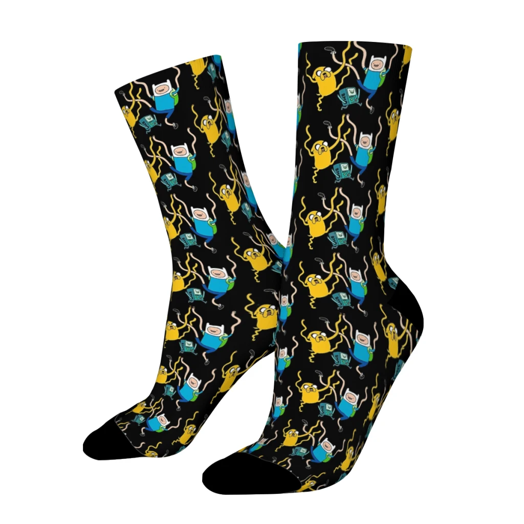 Фин Джейк BMO Вечерни чорапи за мъже, спортни чорапи до средата на прасците с 3D принтом за момчета и момичета