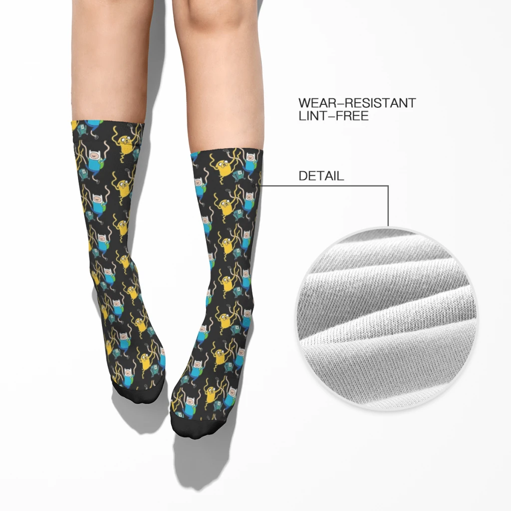 Фин Джейк BMO Вечерни чорапи за мъже, спортни чорапи до средата на прасците с 3D принтом за момчета и момичета