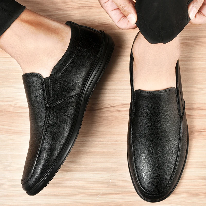 Модерен бизнес мъжки лоферы, обувки, класическа брандираната кожа удобни обувки за лодки, мъжки обувки, ежедневни мъжки обувки, без закопчалка, модел обувки
