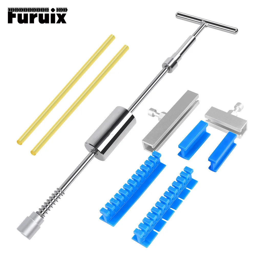 FURUIX Автомобилен комплект за безболезнено премахване на вдлъбнатини слайд-чук и 8 бр. инструменти за теглене на вдлъбнатини