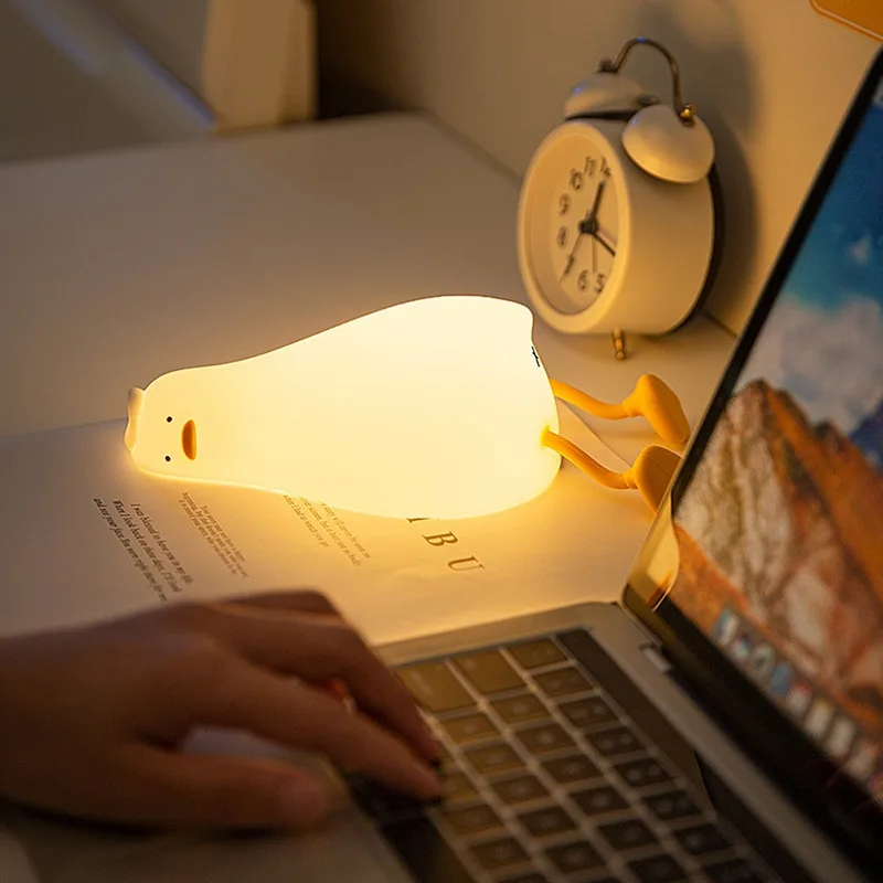 Сладки Уточки, Нощни лампи, led USB Акумулаторна Cartoony Мек силиконов лампа, Поглаживающий Ключ, Детски подарък, Декорация на Спалня