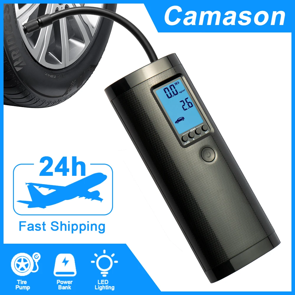 Акумулаторен въздушна помпа Camason, устройство за помпане на гуми, безжичен преносим компресор, дигитален авто гумата помпа за автомобилни велосипедни гуми, топки