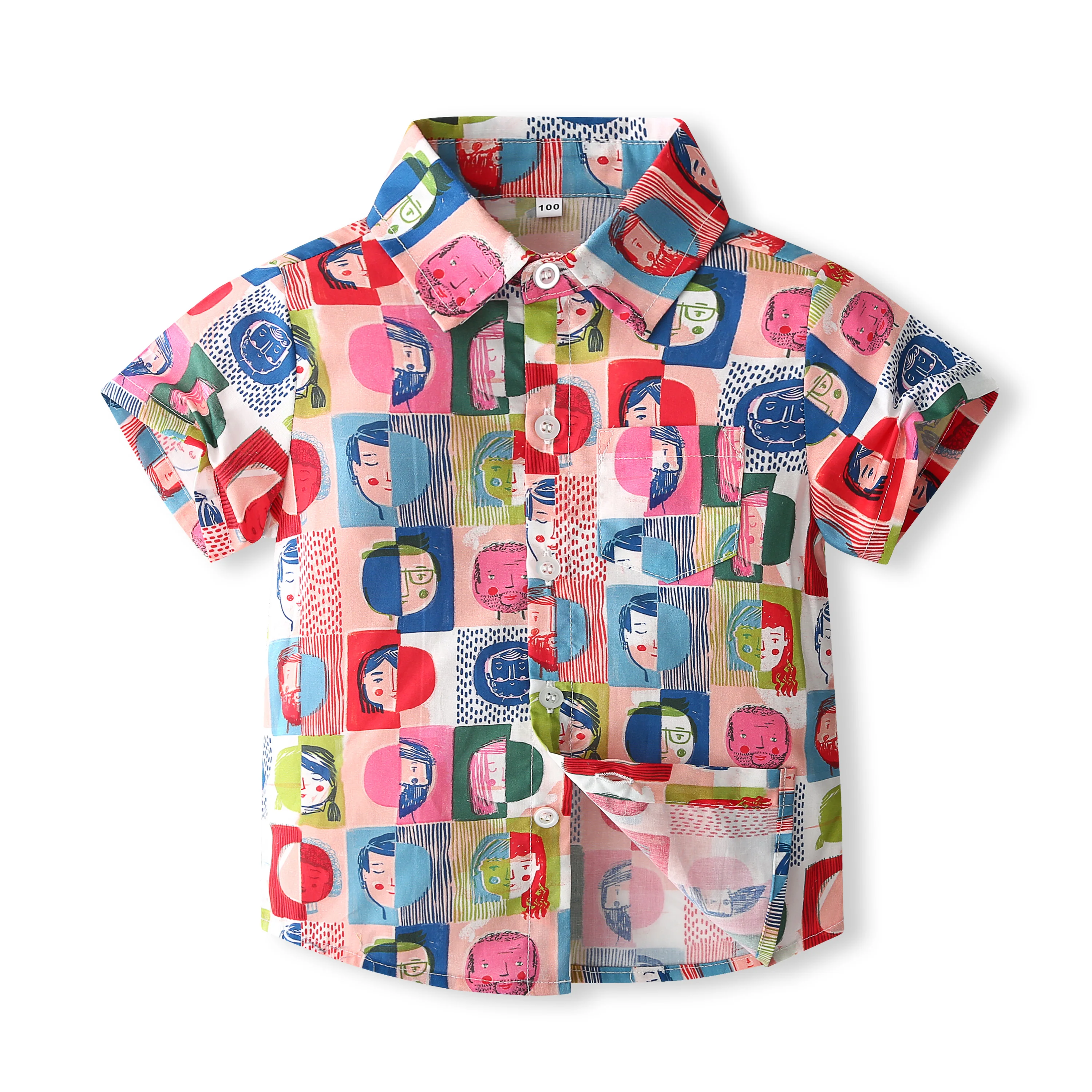 Риза с копчета за по-малките момчета, тениска с къс ръкав, блузи, ковбойская ежедневни тениска, летни дрехи