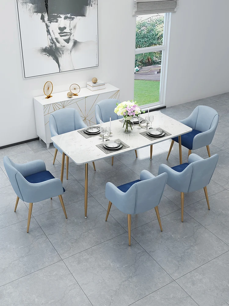 Луксозен стол за хранене в скандинавски стил за трапезария, мебели за дома, съвременно лесно на стол с една стол от ковано желязо, ежедневни столове за грим