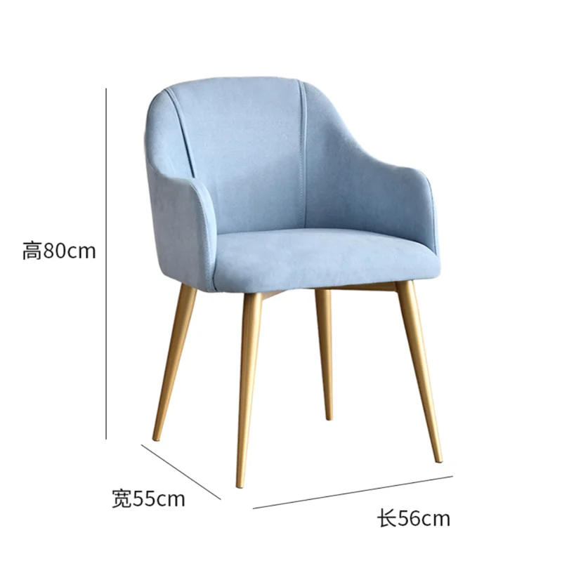 Луксозен стол за хранене в скандинавски стил за трапезария, мебели за дома, съвременно лесно на стол с една стол от ковано желязо, ежедневни столове за грим