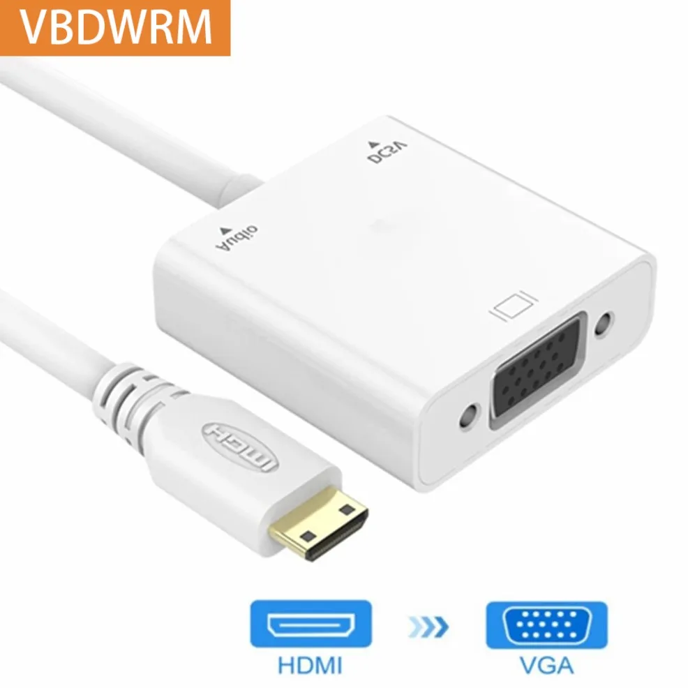 Мини-HDMI-VGA Кабел 1080P Видео Конвертор С USB порт за захранване, Адаптери от мъжете, за Жената, за Таблети, Преносими компютри, Фотоапарати