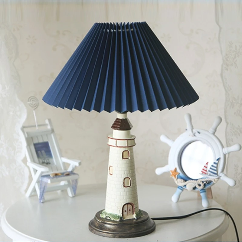 Настолни лампи на Средиземноморския фара Детска Стая, Нощна лампа за спални Настолни лампи за момчета В кабинета на осветителни Тела за хол