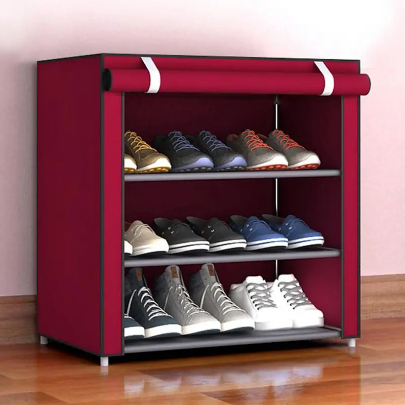 4-Степенна стойка за обувки 4-Степенна поставка за обувки, Гардероб, входно антре С организатора за съхранение, рафтове, шкаф и просторна горната част е с Висока плътност Голям размер
