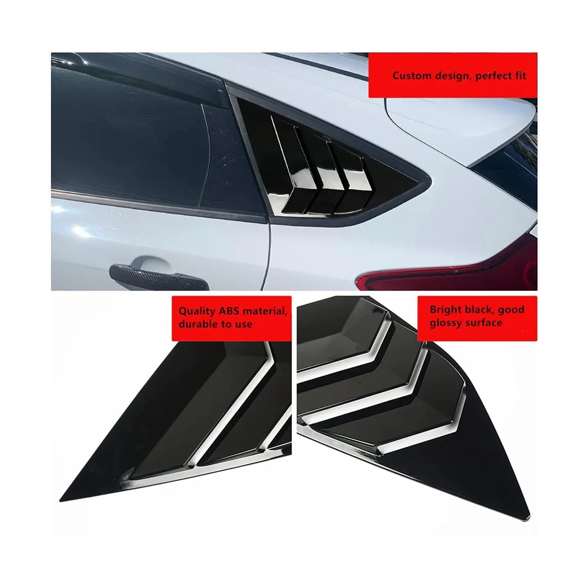 Щори на задното странично стъкло за хечбек Focus ST MK3 2012-2018 Аксесоари, покритие-лъжичка, ярко черно