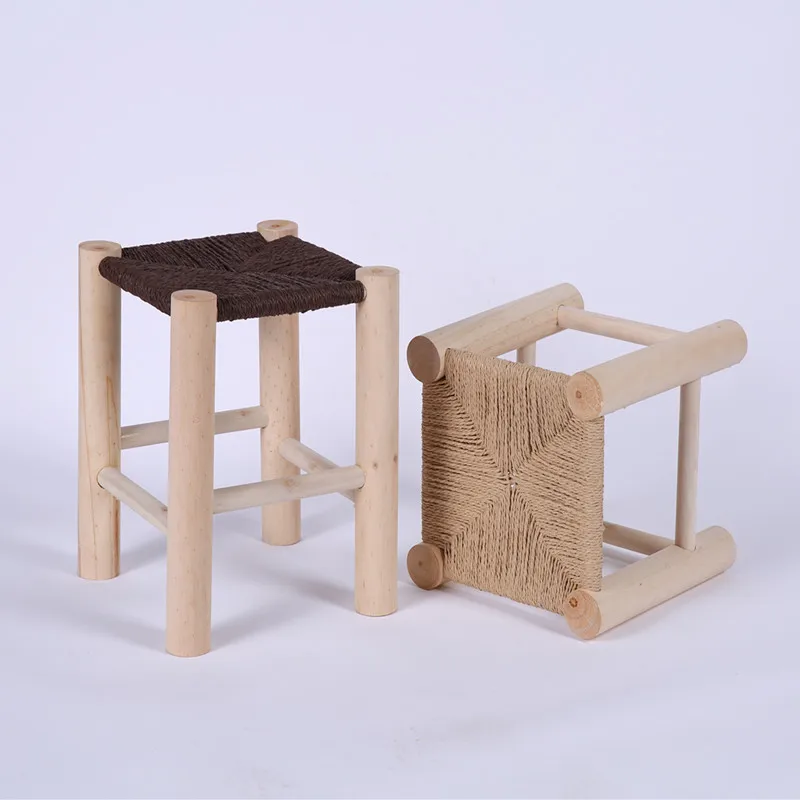 Дървена Сплетен столче за преобличане на обувки, борова столче Ръчно изработени, на стол от масивно дърво, нескользящий за домашна употреба, Нов Дропшиппинг