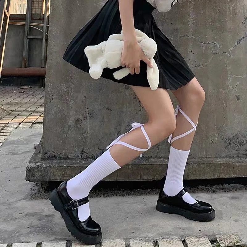 Високи улични чорапи, Чорапи на ремешках, стръмни дамски чорапи със средна дължина, японската Лолита, студентски дамски чорапи JK, детски летни памучни чорапи