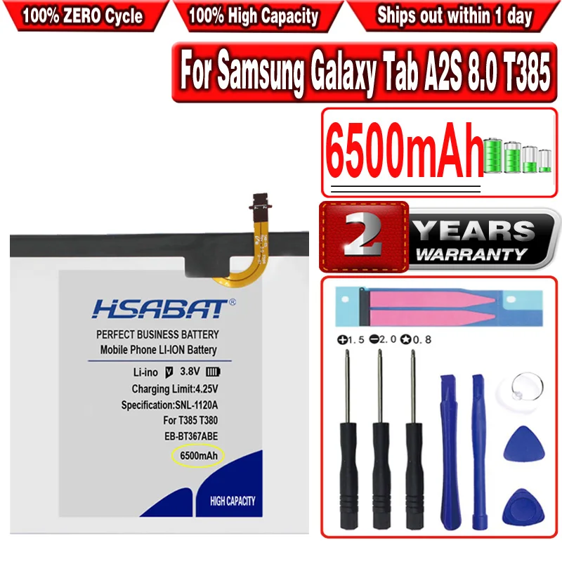 HSABAT 6500 ма EB-BT367ABA EB-BT367ABE Батерия за Samsung Galaxy Tab A 8,0 2017 A2S SM-T360 SM-T365 SM-T375S T377 T380 T385