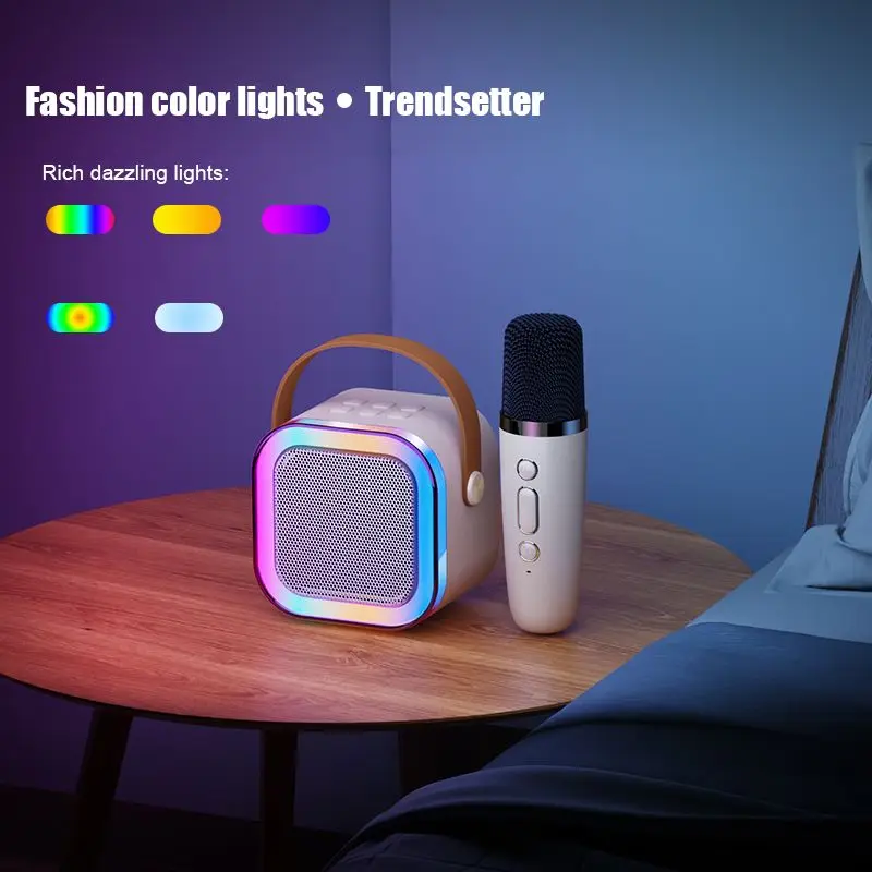 Цветно осветление Bluetooth Аудио Малък домашен KTV Караоке Професионални колони за детско пеене е Голяма силата на звука Подкрепа TF карта USB Play