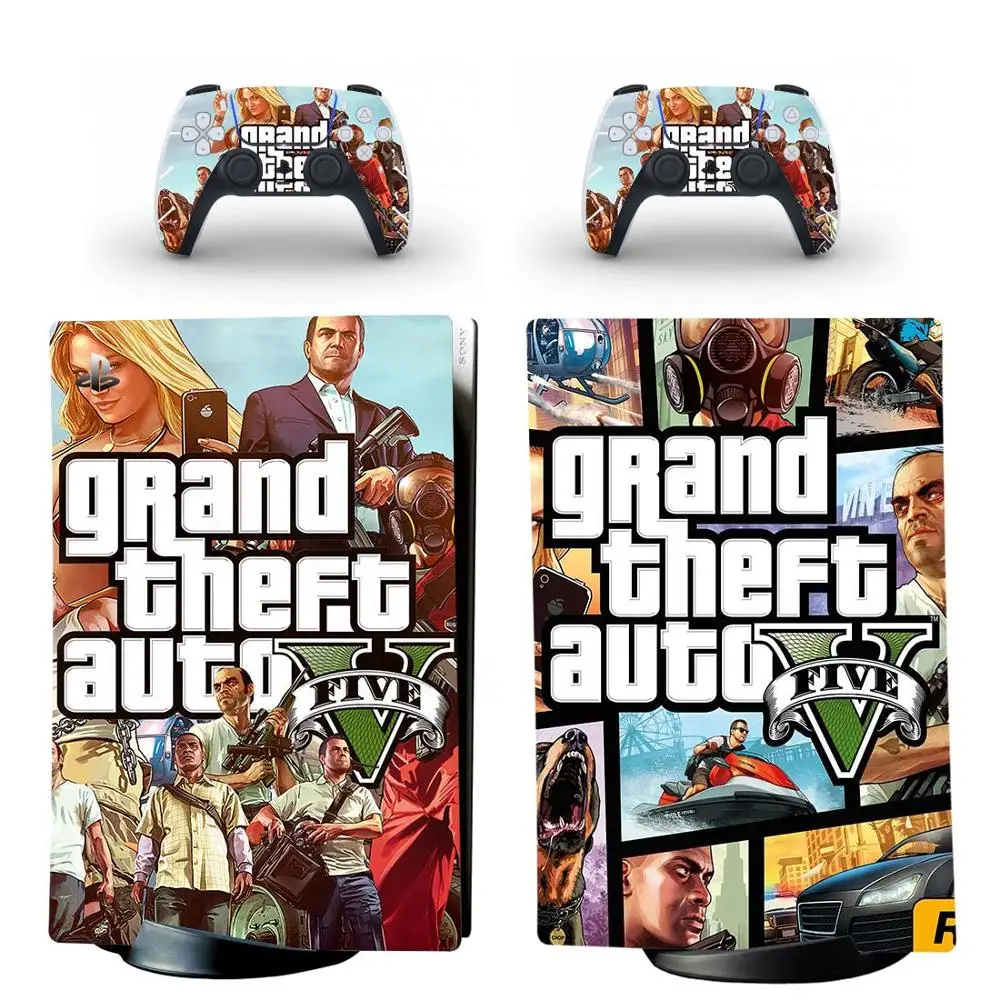 Grand Theft Auto GTA 5 PS5 Digital Edition Стикер на кожата Стикер за конзолата PlayStation 5 и 2 контролери PS5 Vinyl Стикер на кожата