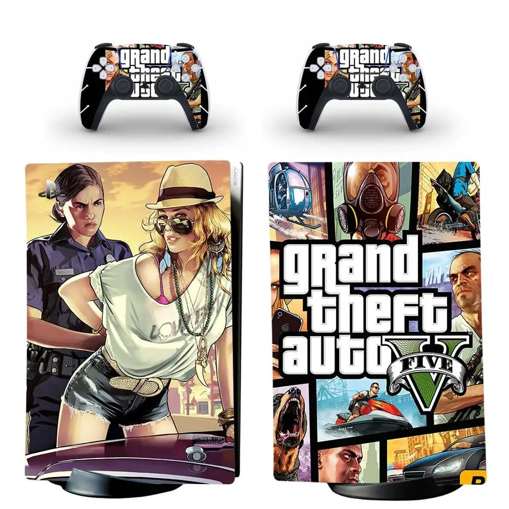 Grand Theft Auto GTA 5 PS5 Digital Edition Стикер на кожата Стикер за конзолата PlayStation 5 и 2 контролери PS5 Vinyl Стикер на кожата