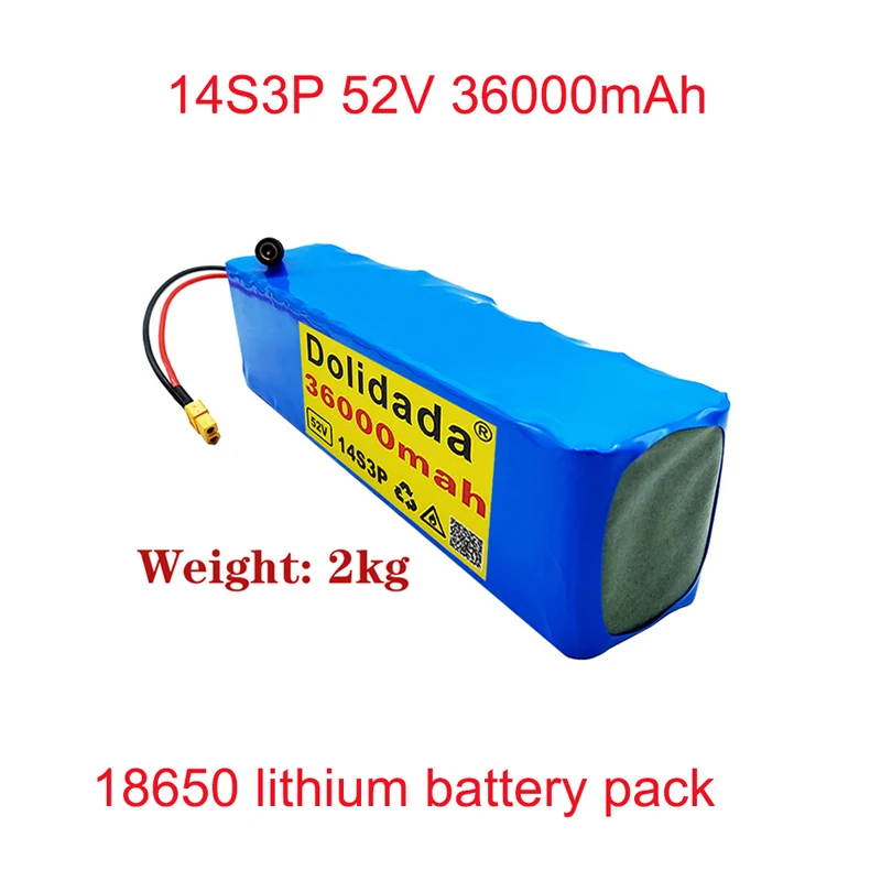 14S3P 18650 36AH 52V Литиева батерия 36000mah 2000W Батерия за Електрически Мотор Вграден 20A Скутер с също освобождаване от отговорност BMS XT60