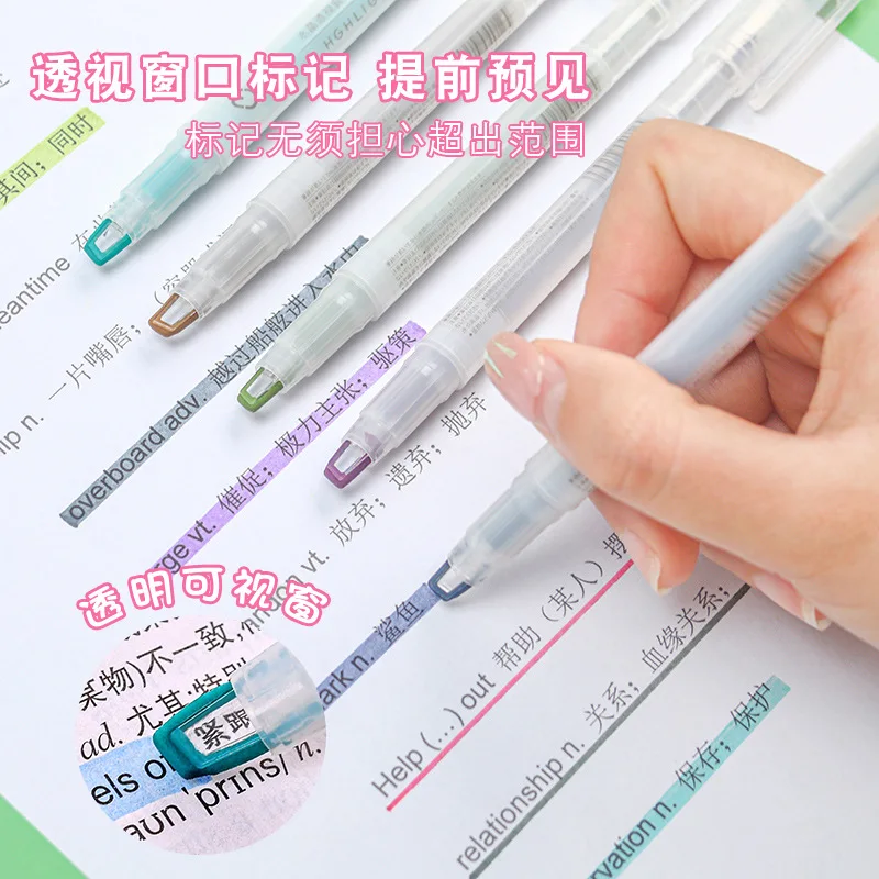 Yatniee 6 бр. Цветни маркери, дръжка-хайлайтер, ученически пособия, естетически, канцеларски материали, кавайные неща за училище, корейски канцеларски материали